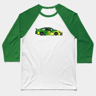 Green Racecar #4 Baseball T-Shirt